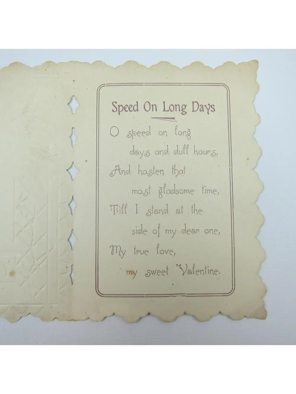 Valentine Card Girl Green Dress Holds Red Poppy Flowers Gold Pink Roses Antique
